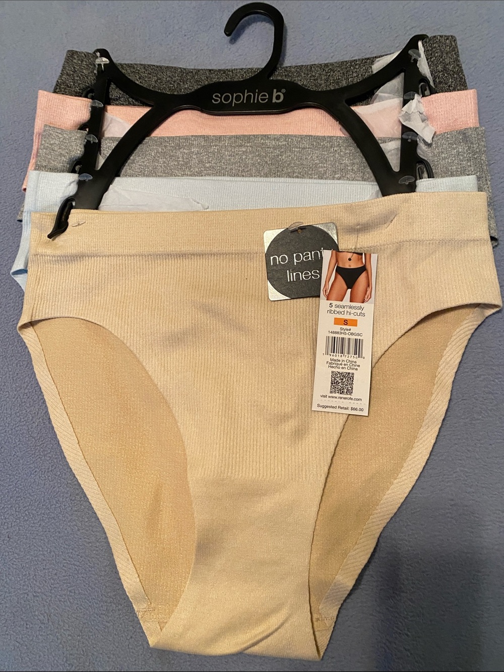 sophie b. Seamless Ribbed High-Cut Panty Set in Nude, Gray, Pink, Light Blue